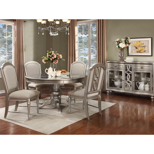 Avalon 5PC Round Dining Set - Platinum