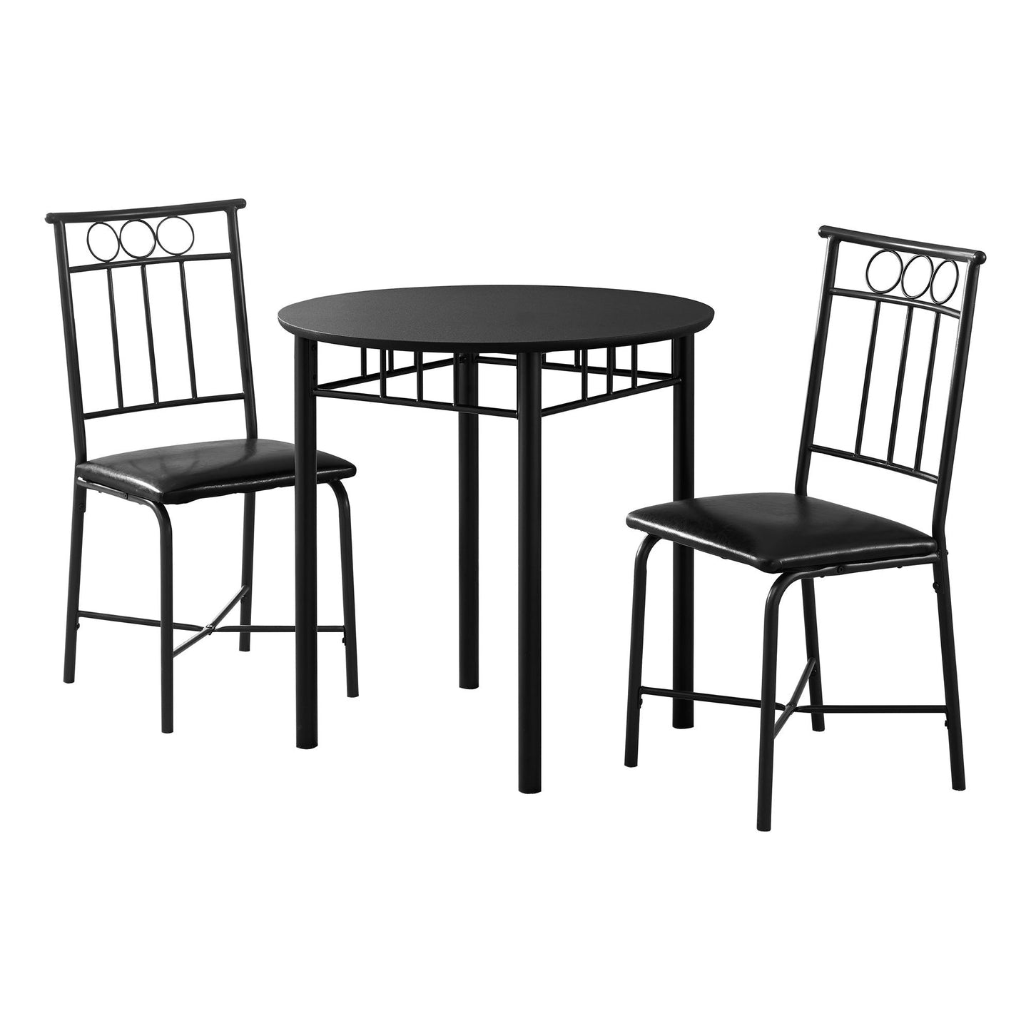 Dining Set - 3pc Set / Black Metal And Top