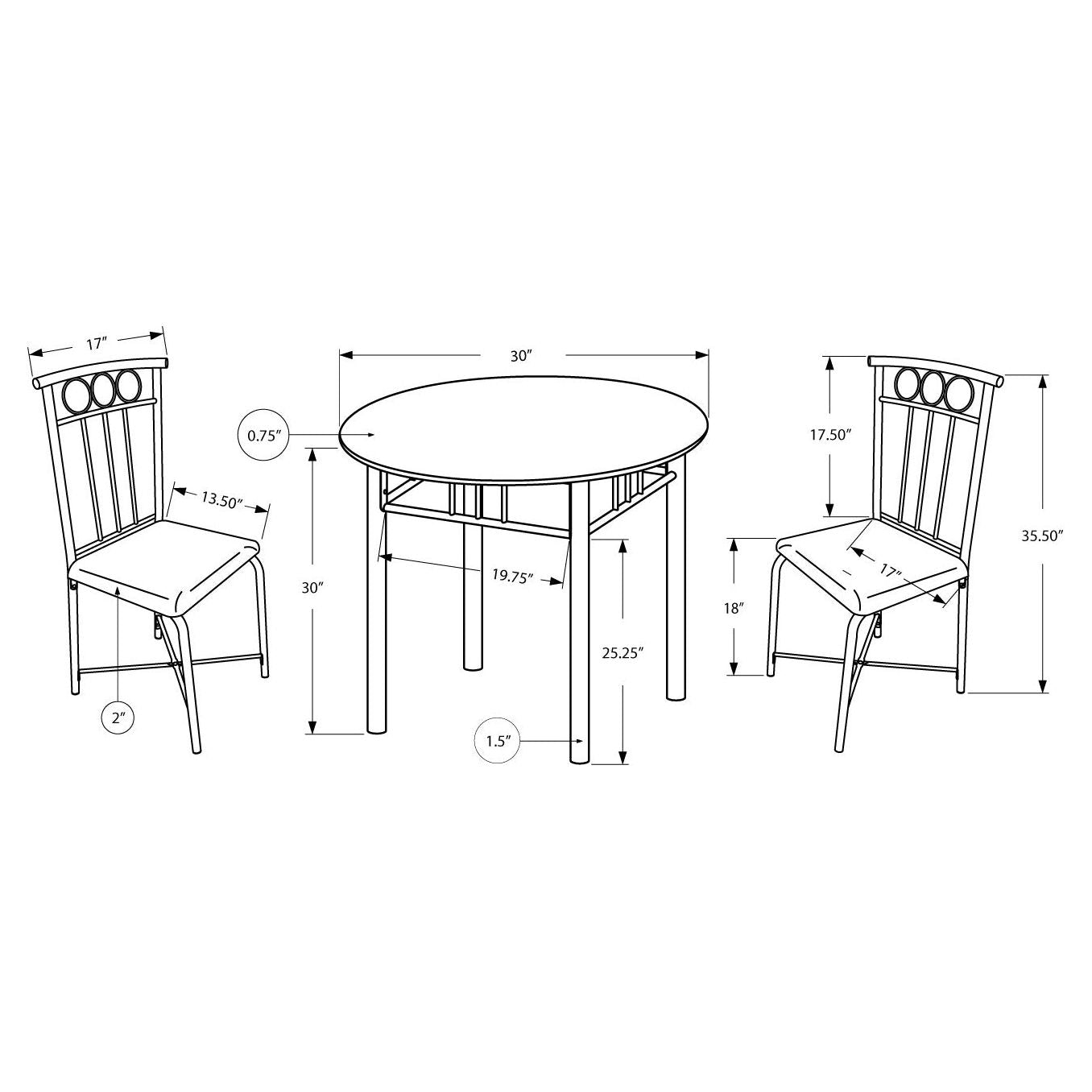 Dining Set - 3pc Set / Black Metal And Top