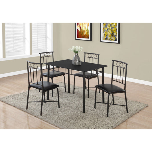 Dining Set - 5Pcs Set / Black Metal And Top