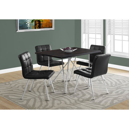 Candace & Basil Dining Table - 32"X 48" / Cappuccino / Chrome Metal