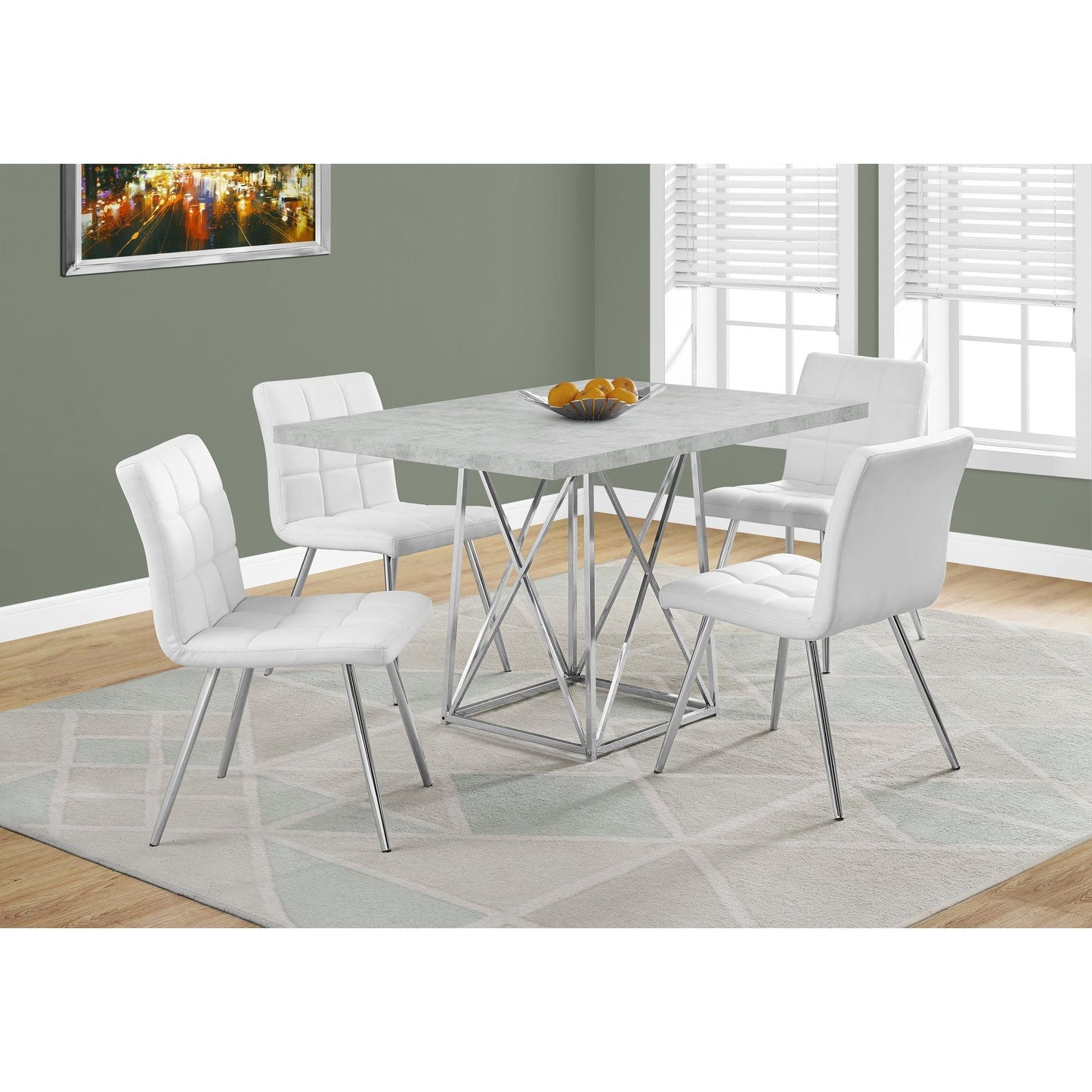 Candace & Basil Dining Table - 36"X 48" / Grey Cement / Chrome Metal