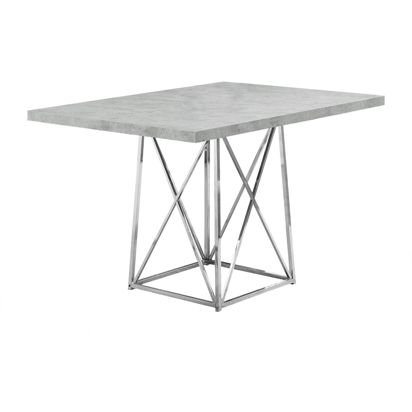 Dining Table - 36"X 48" / Grey Cement / Chrome Metal