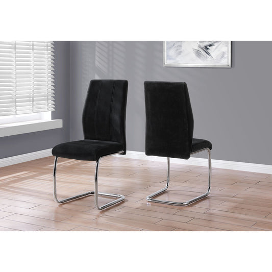 Dining Chair - 2Pcs / 39"H / Black Velvet / Chrome