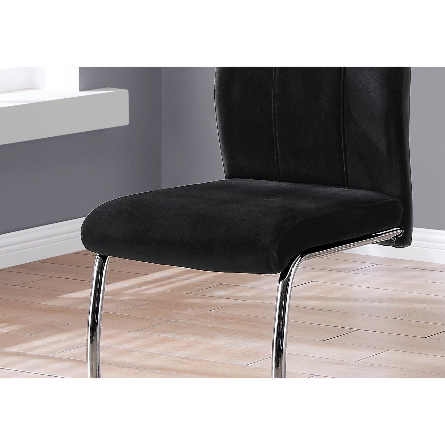 Dining Chair - 2Pcs / 39"H / Black Velvet / Chrome