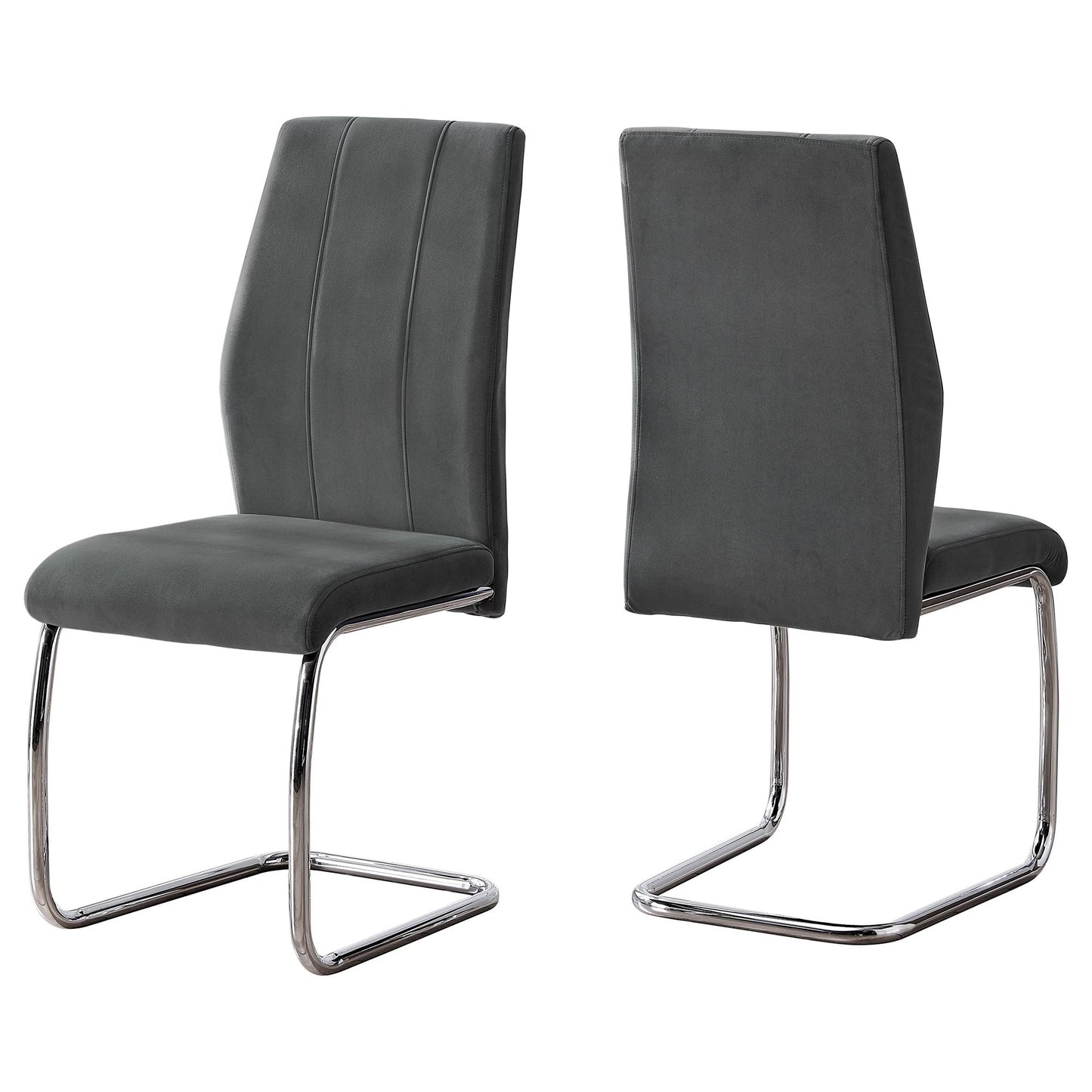 Dining Chair - 2Pcs / 39"H / Dark Grey Velvet / Chrome