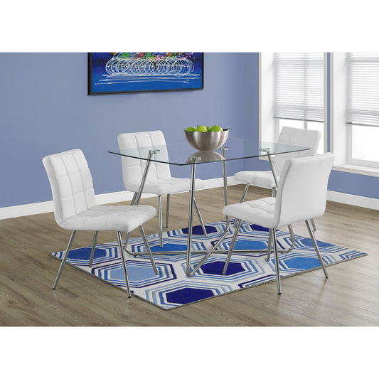 Candace & Basil Dining Table - 36"X 48" / Chrome With 8Mm Tempered Glass