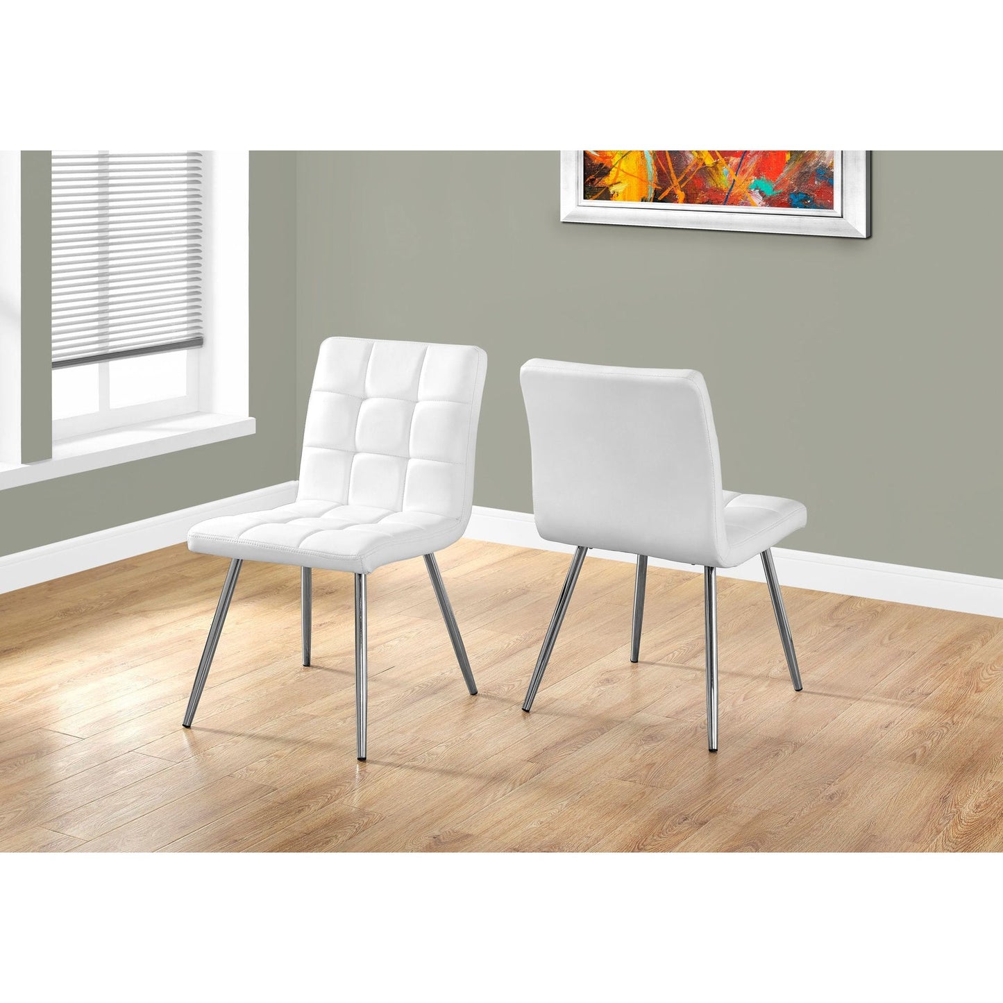 Dining Chair - 2Pcs / 32"H / White Leather-Look / Chrome