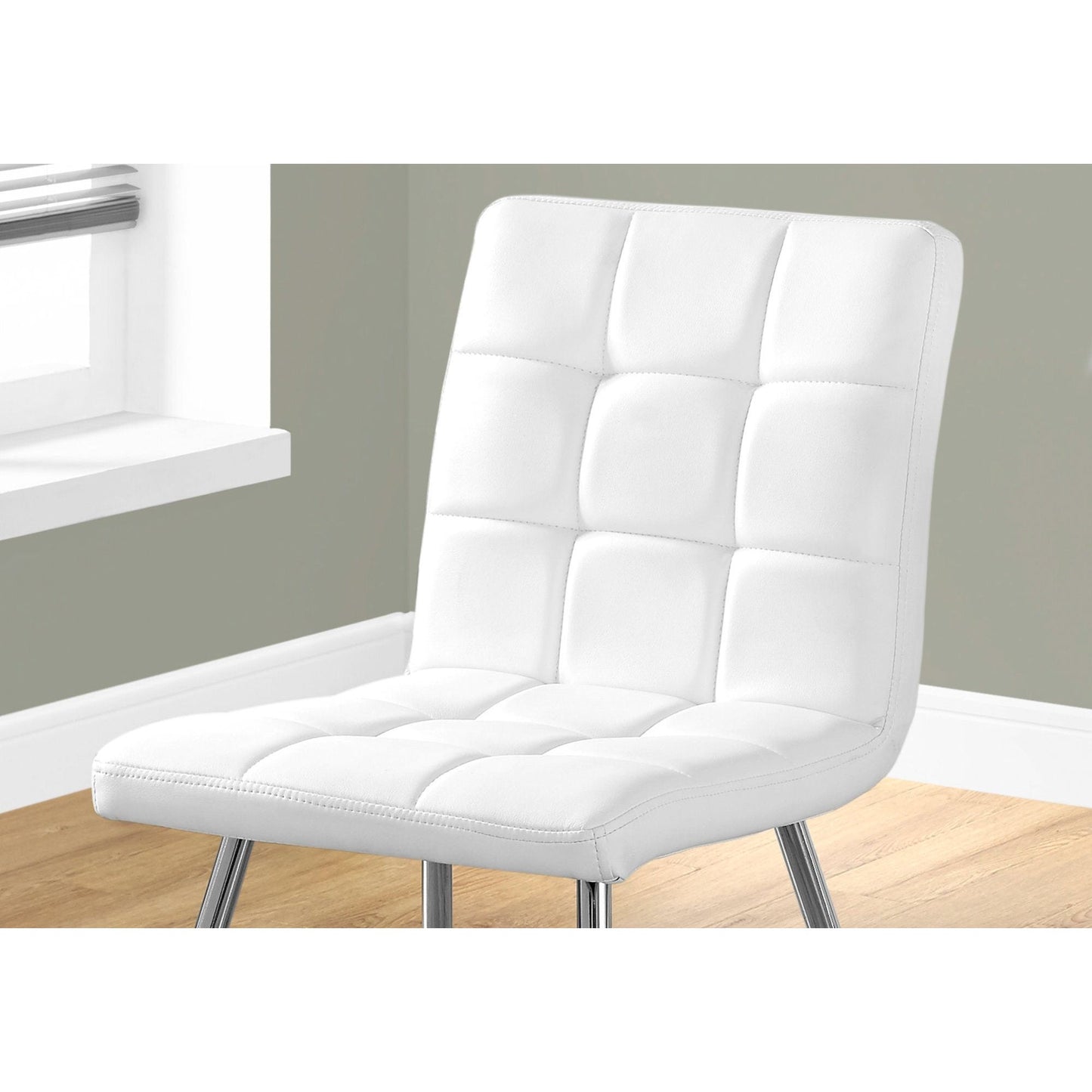 Dining Chair - 2Pcs / 32"H / White Leather-Look / Chrome