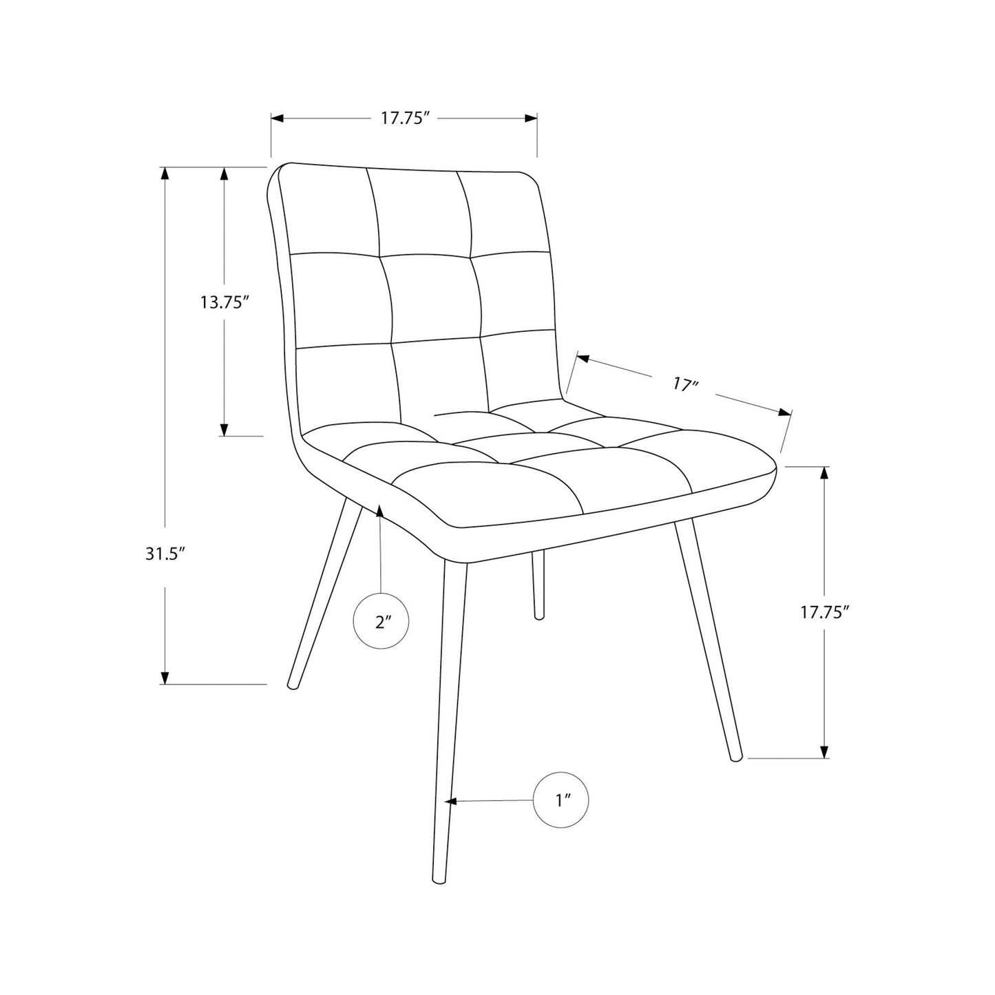 Dining Chair - 2Pcs / 32"H / White Leather-Look / Chrome