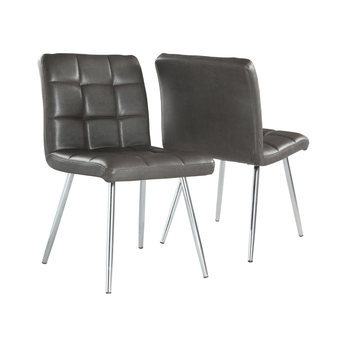 Dining Chair - 2PC Set / 32"H / Grey Leather-Look / Chrome