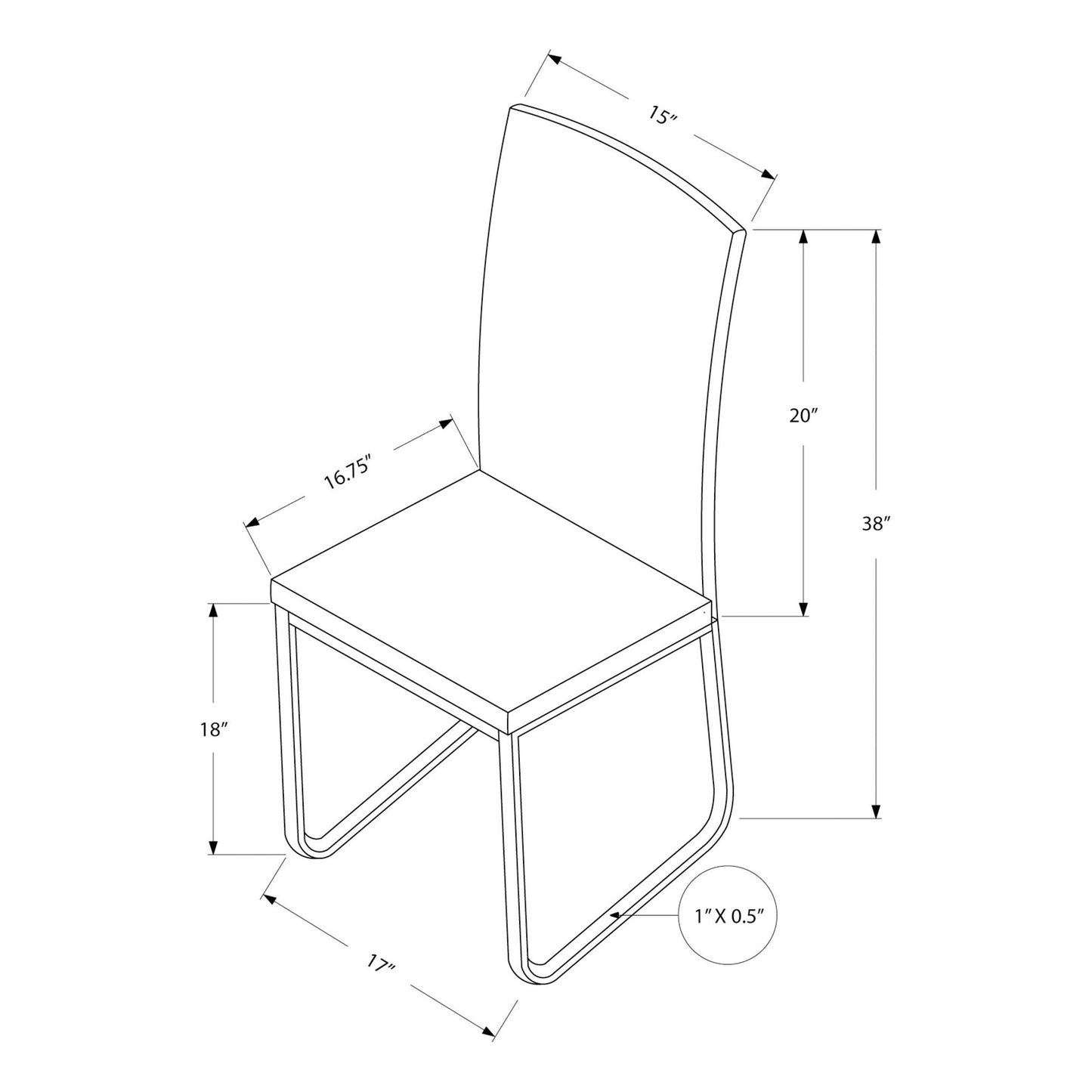 Dining Chair - 2Pcs / 38"H / Black Leather-Look / Chrome