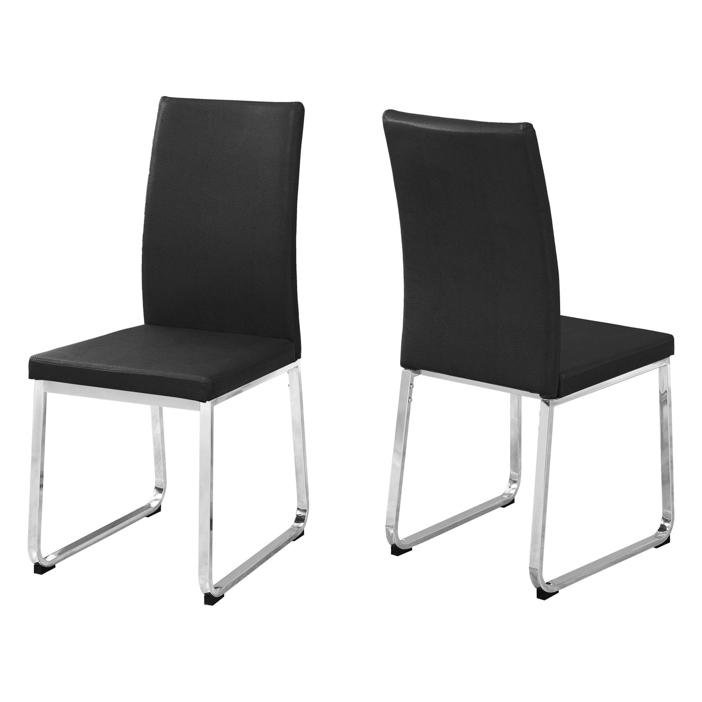 Dining Chair - 2Pcs / 38"H / Black Leather-Look / Chrome