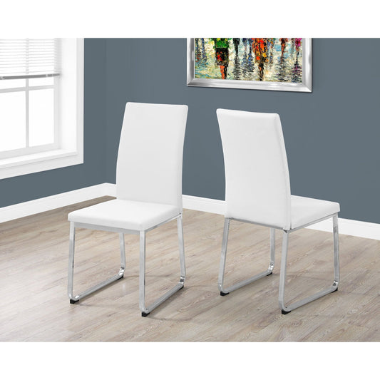 Candace & Basil Dining Chair - 2PC Set / 38"H / White Leather-Look / Chrome