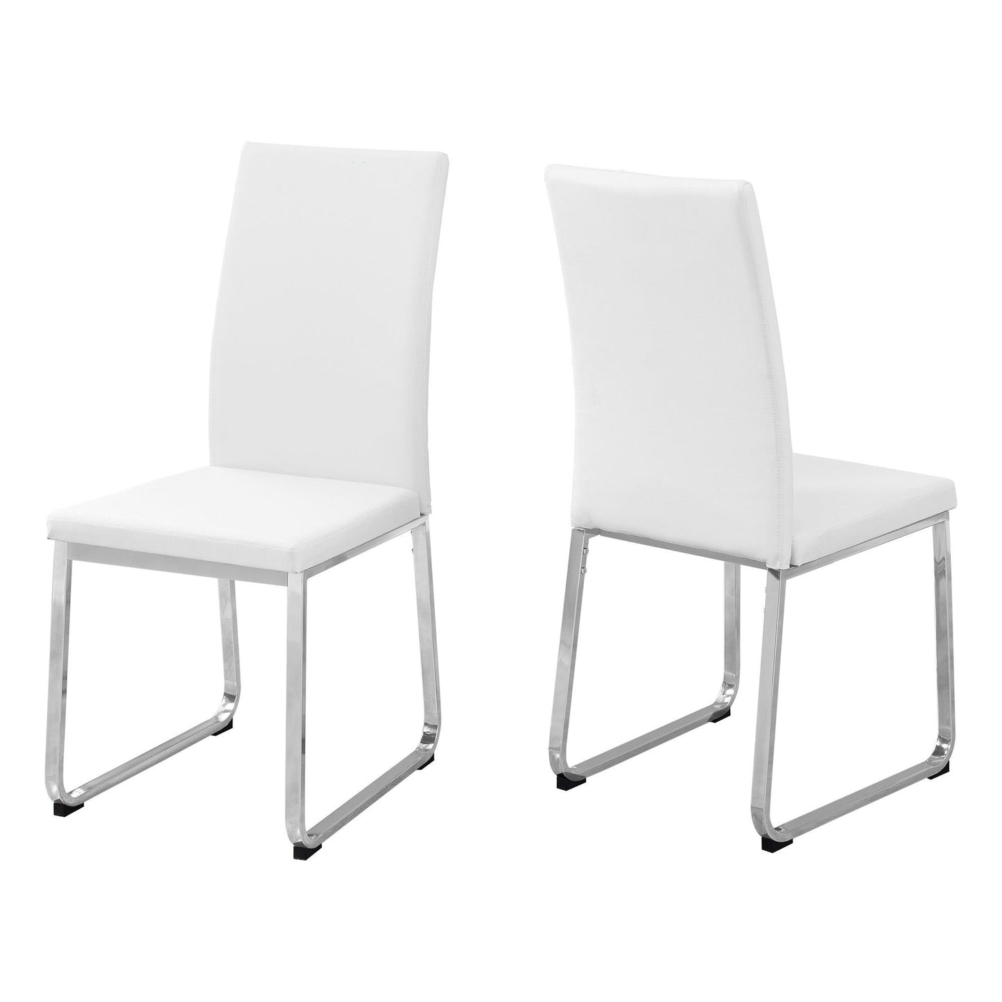 Dining Chair - 2PC Set / 38"H / White Leather-Look / Chrome