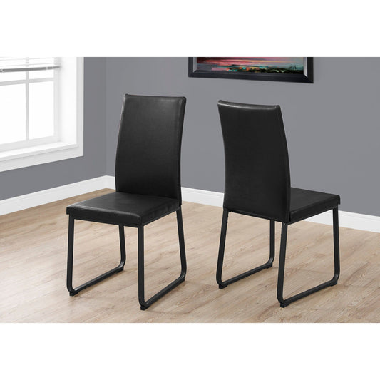 Candace & Basil Dining Chair - 2pc / 38"H / Black Leather-Look / Black