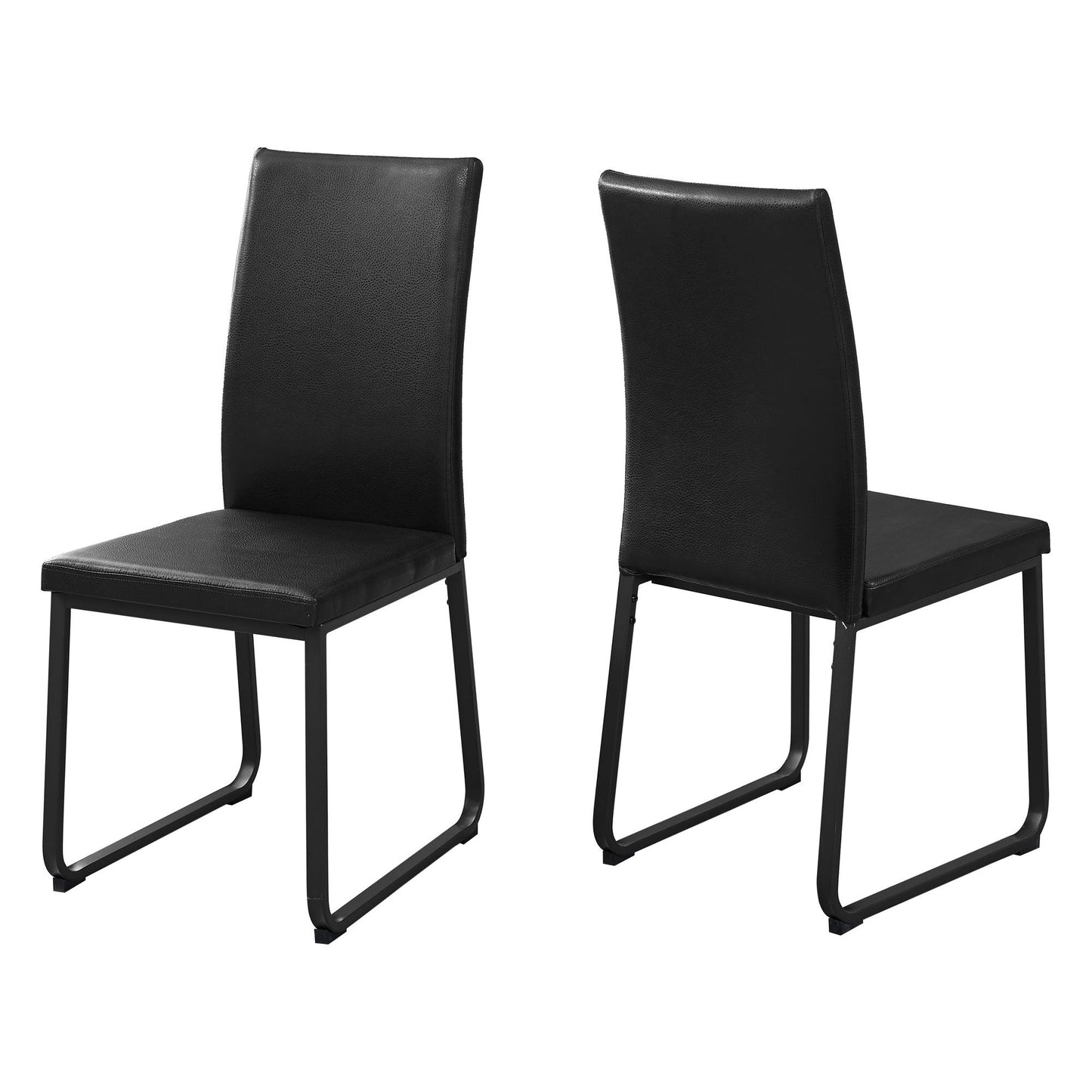 Dining Chair - 2pc / 38"H / Black Leather-Look / Black