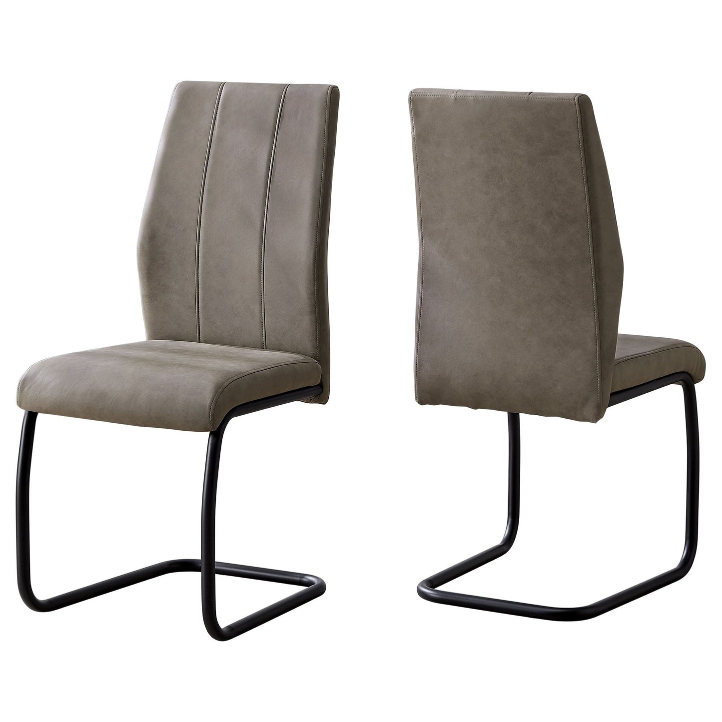 Dining Chair - 2Pcs / 39"H / Taupe Fabric / Black Metal