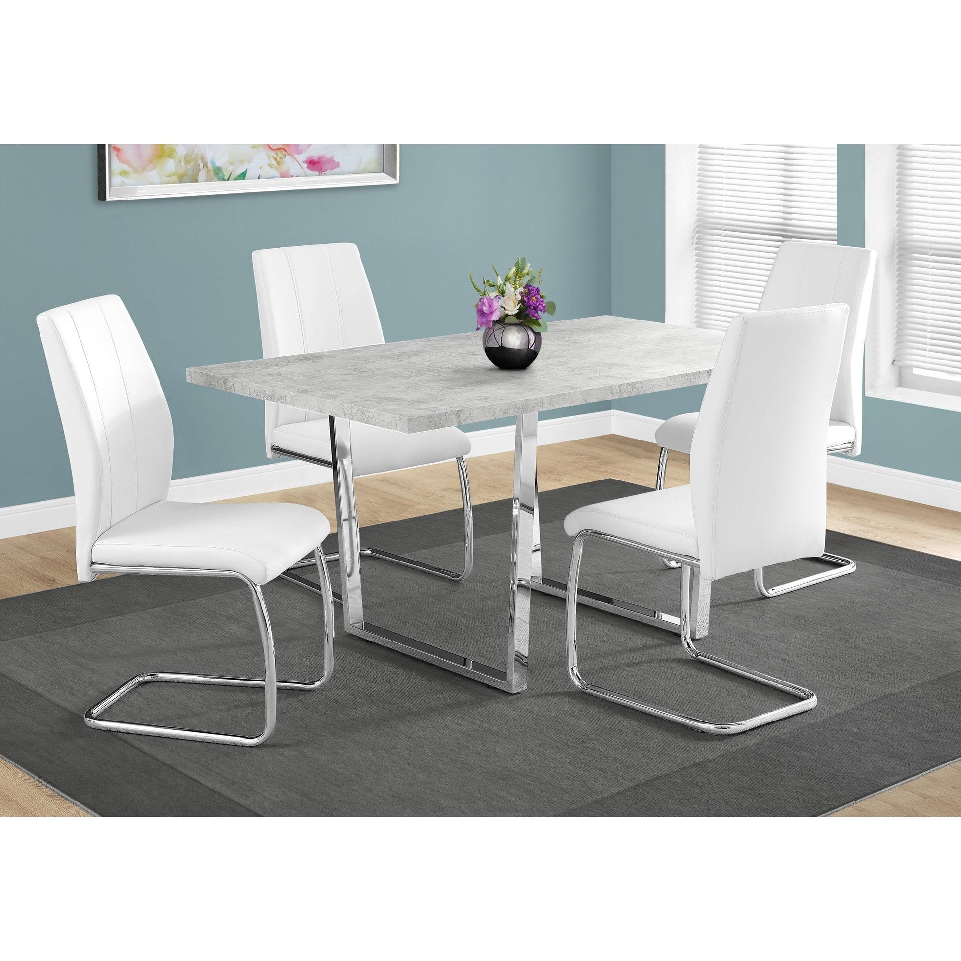 Candace & Basil Dining Table - 36"X 60" / Grey Cement / Chrome Metal