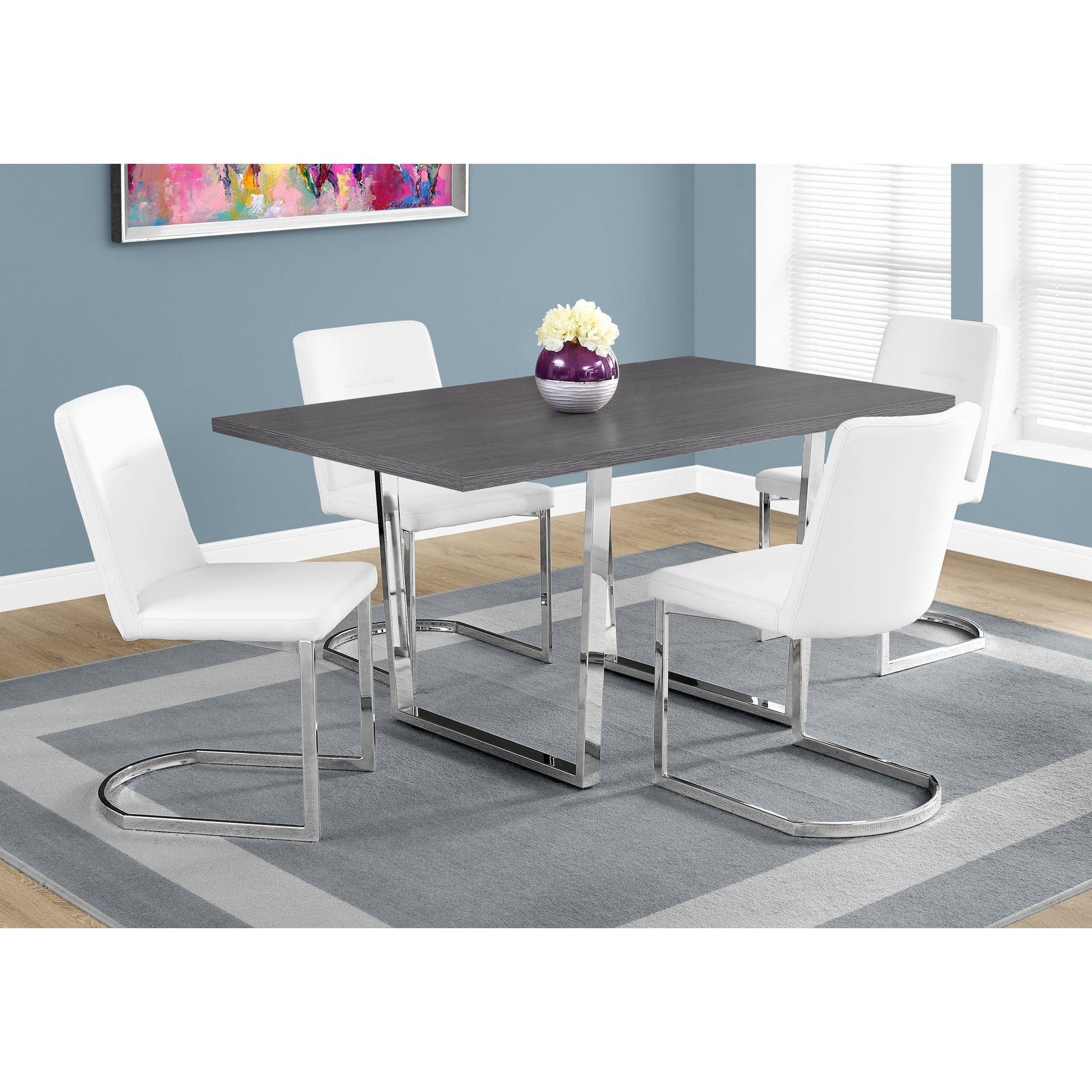 Candace & Basil Dining Table - 36"X 60" / Grey / Chrome Metal