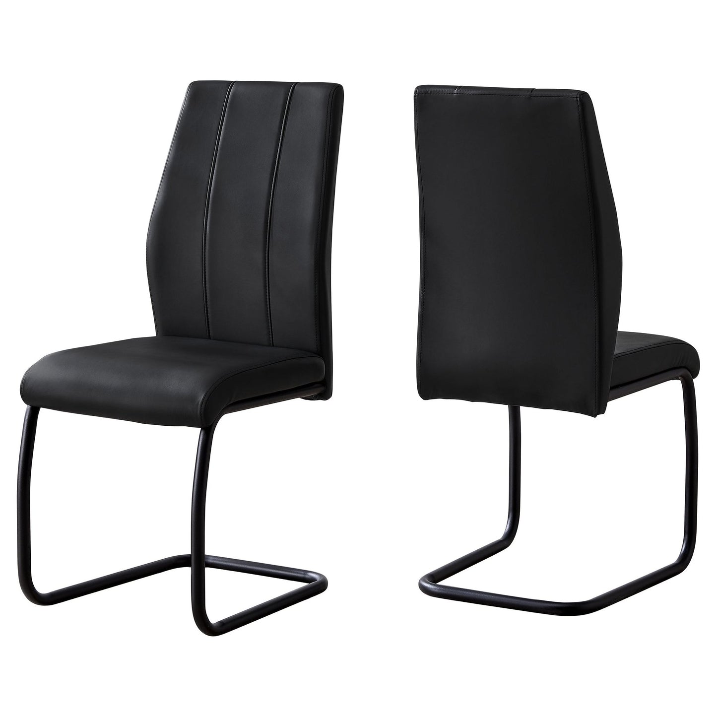 Dining Chair - 2Pcs / 39"H / Black Leather-Look / Metal