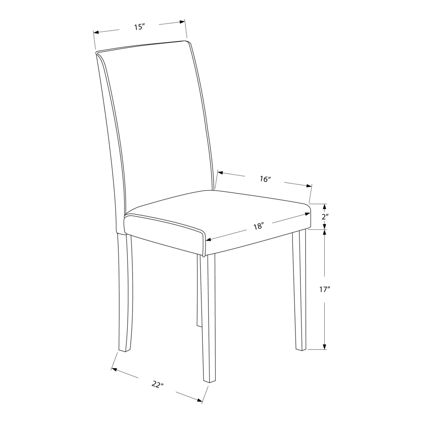 Dining Chair - 2PC Set / 36"H Ivory Leather-Look