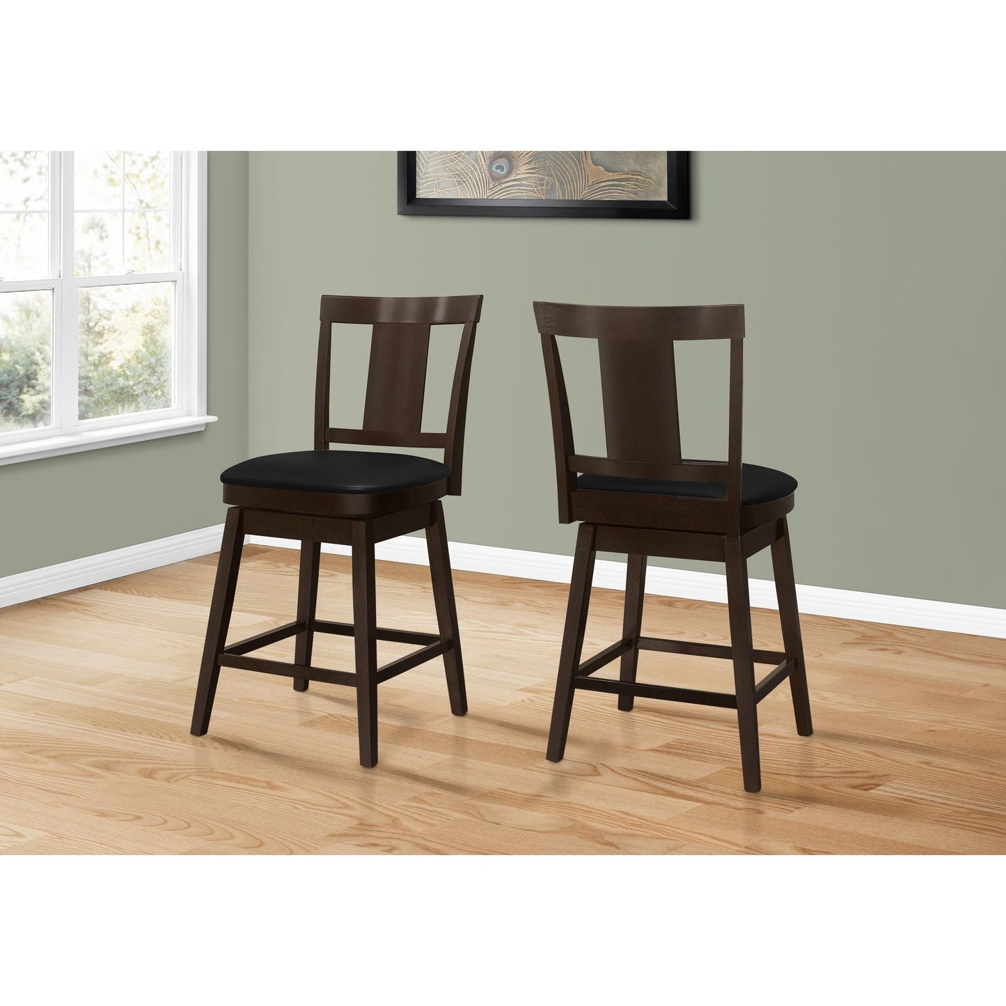 Barstool - 2PC / 39"H / Espresso / Swivel Counter Height