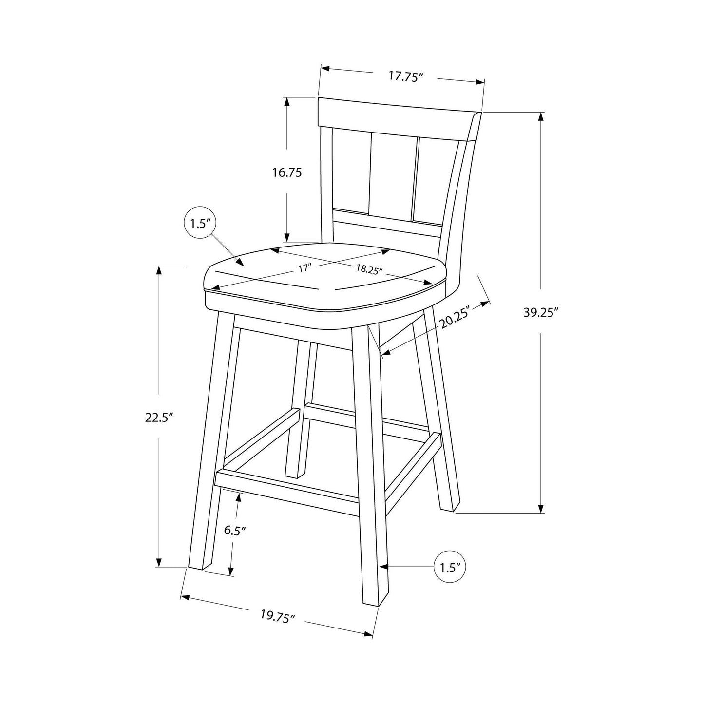 Barstool - 2PC / 39"H / Espresso / Swivel Counter Height