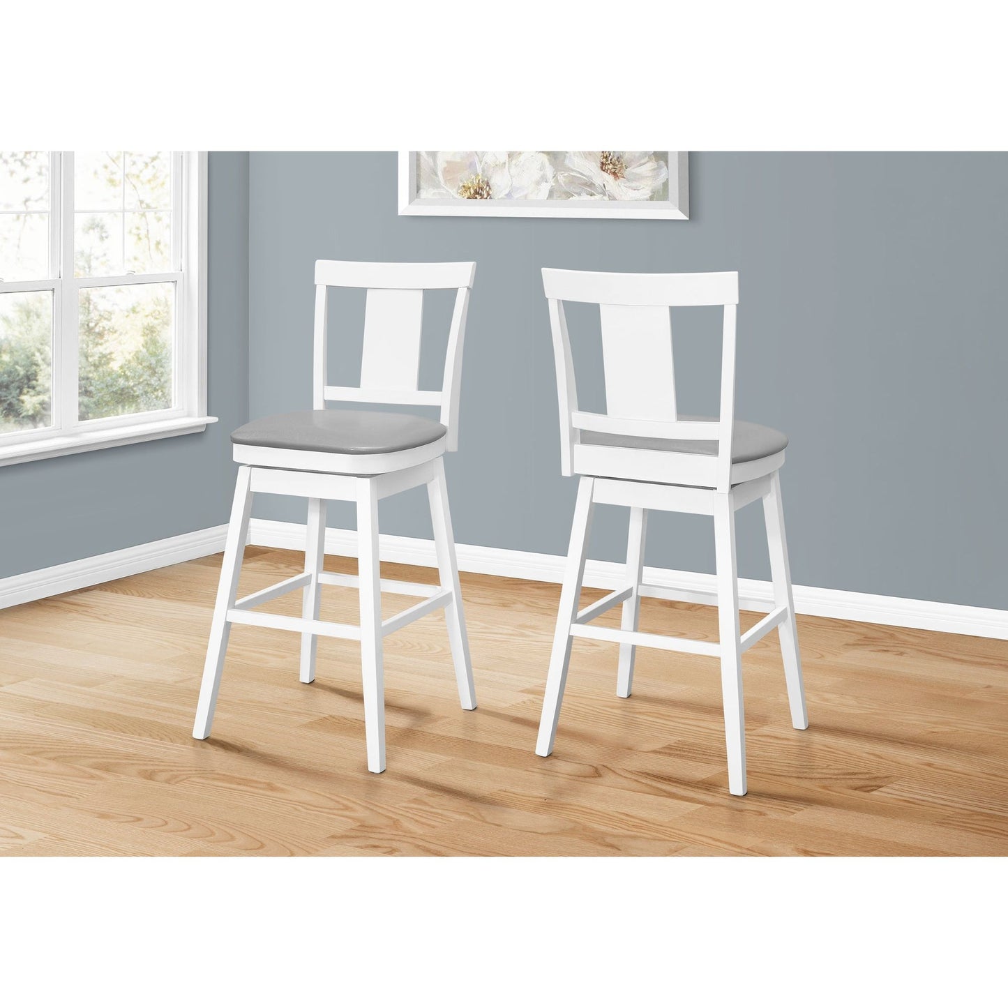 Barstool - 2PC / 44"H / White / Swivel Bar Height