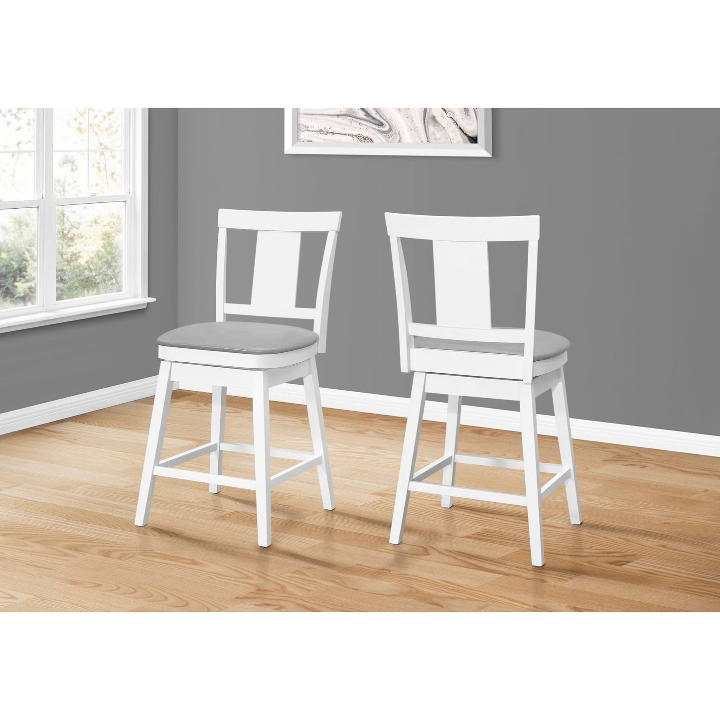 Barstool - 2PC / 39"H / White / Swivel Counter Height