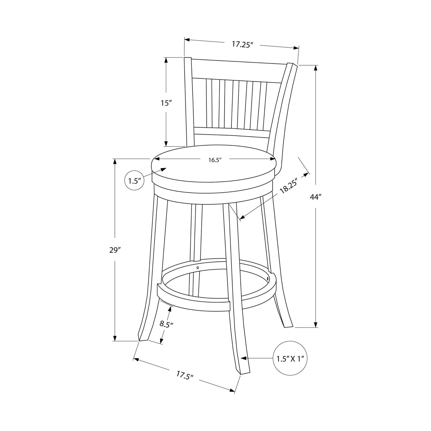 Barstool - 2PC / 44"H / Espresso / Swivel Bar Height