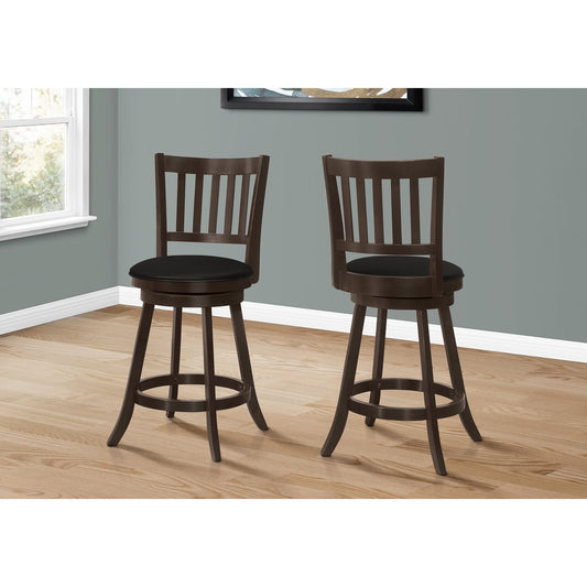 Barstool - 2PC / 39"H / Espresso / Swivel Counter Height