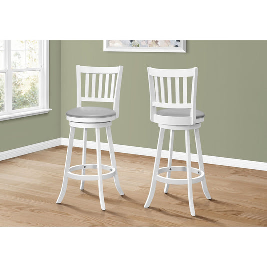 Barstool - 2PC / 44"H / White / Swivel Bar Height