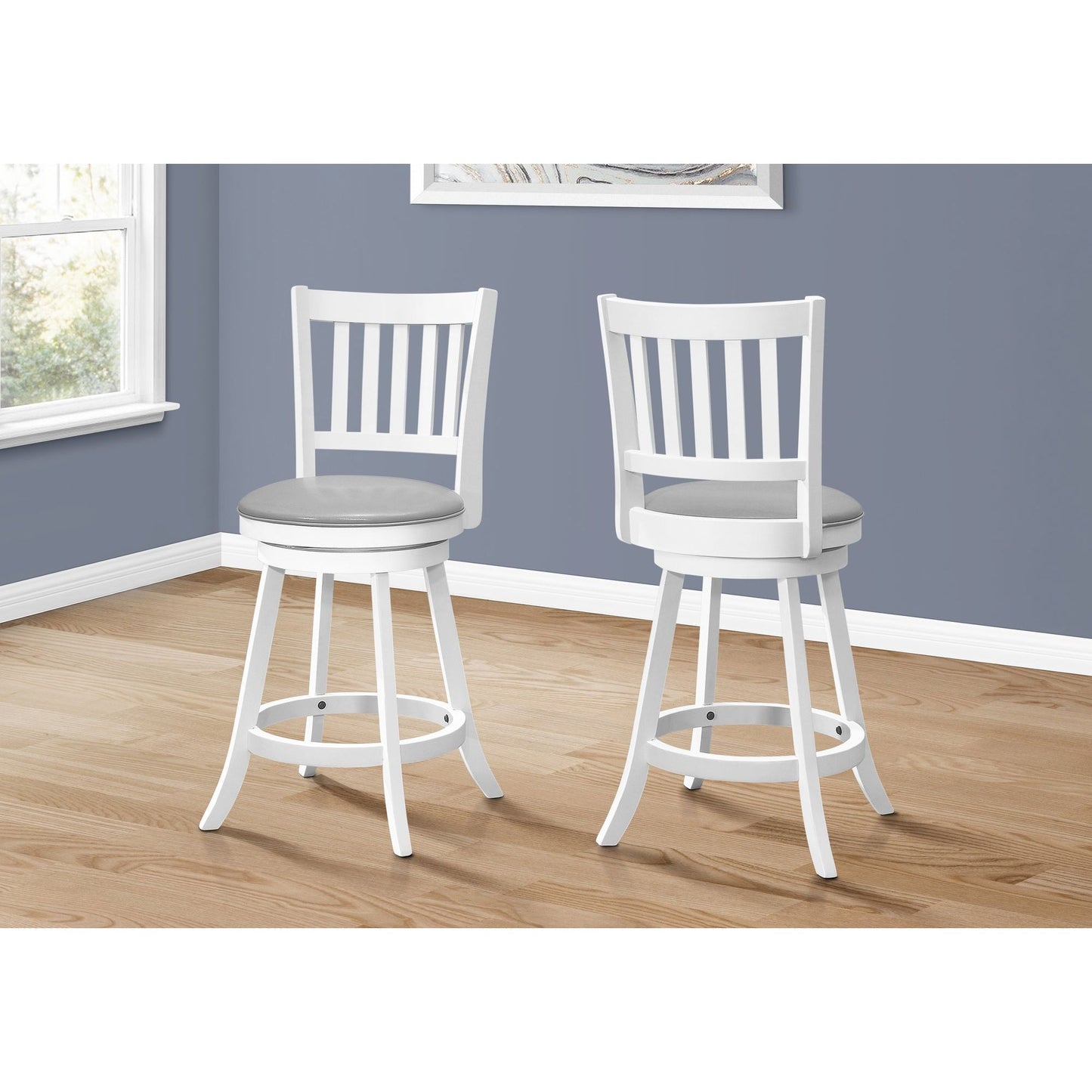 Barstool - 2PC / 39"H / White / Swivel Counter Height