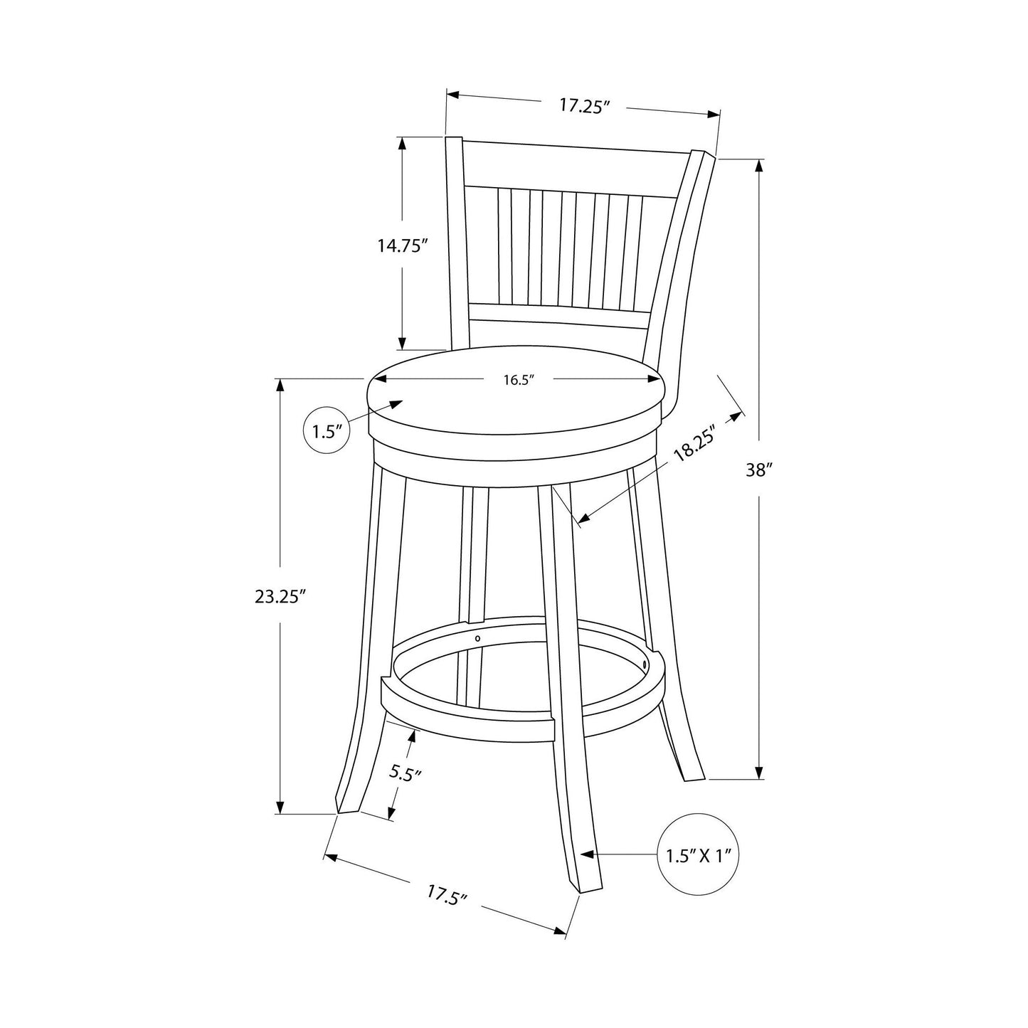 Barstool - 2PC / 39"H / White / Swivel Counter Height