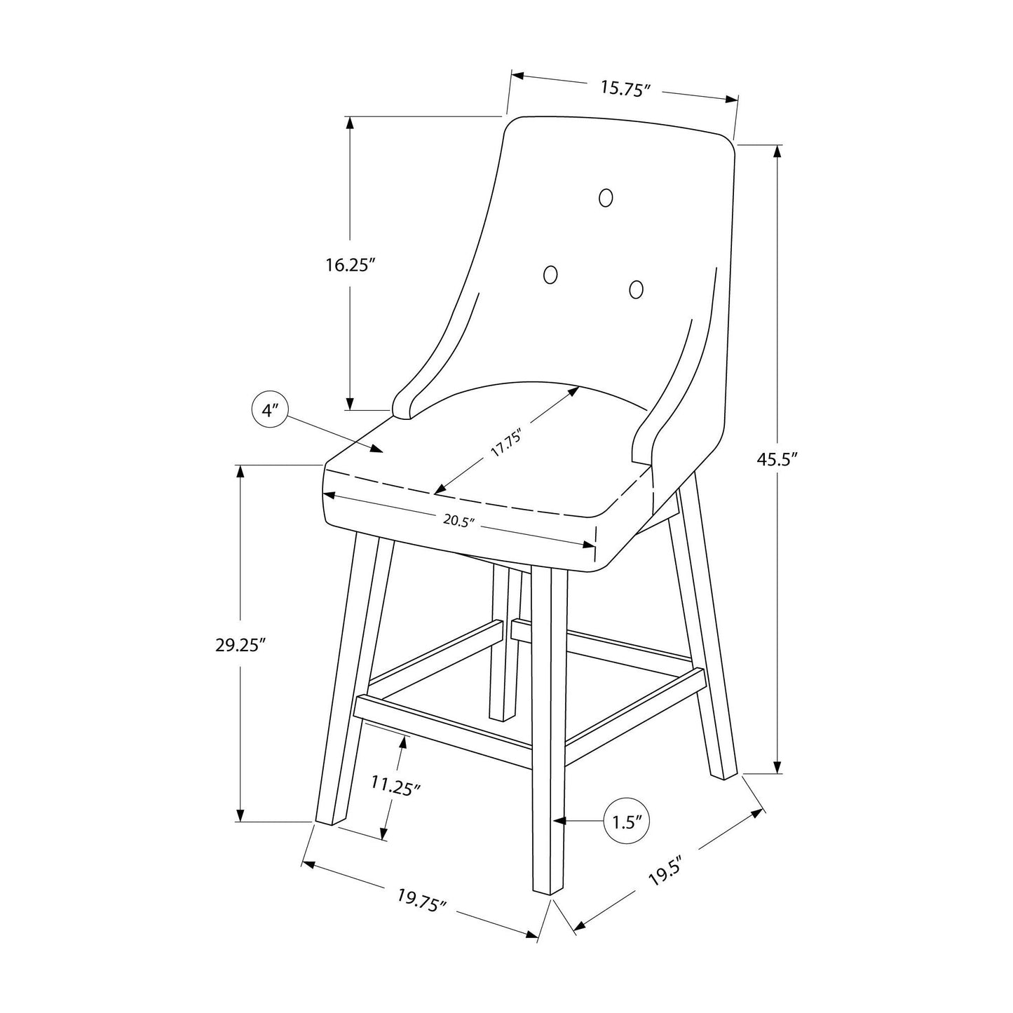 Barstool - 2PC / 46"H / Black Leather-Look / Swivel