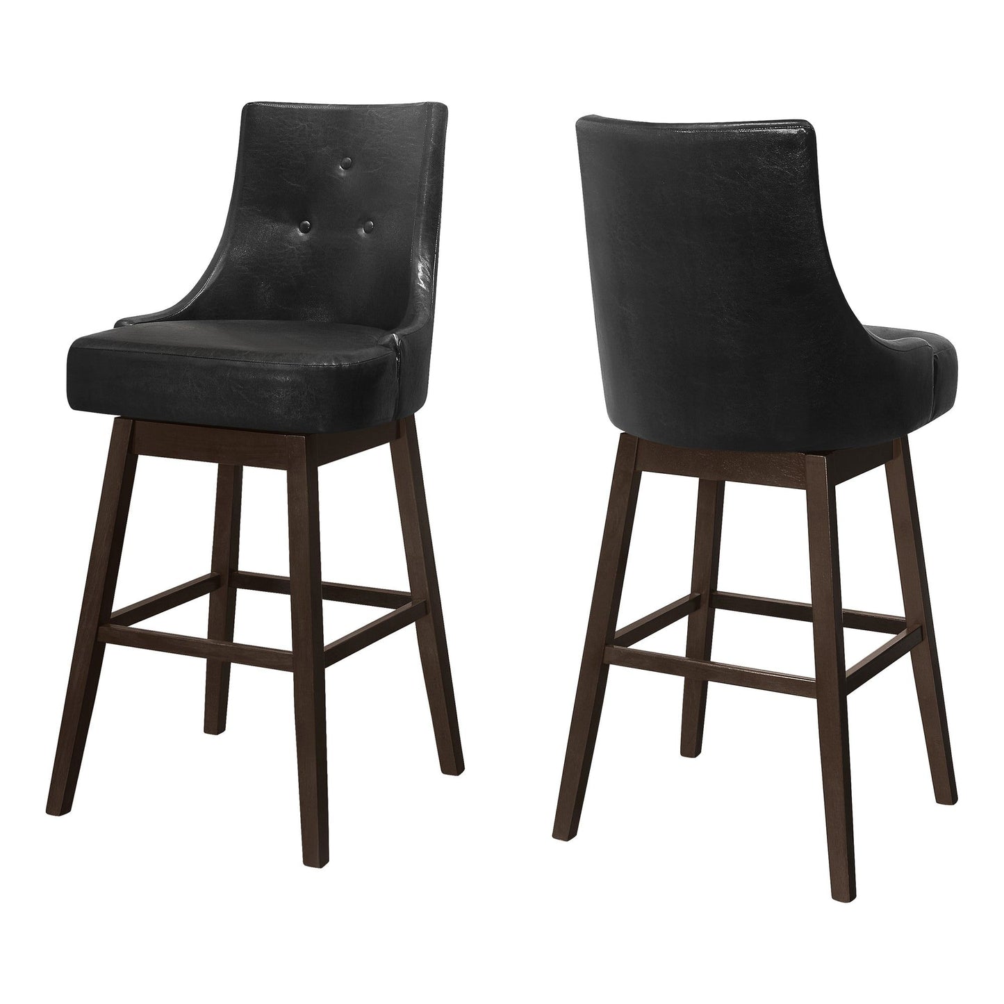 Barstool - 2PC / 46"H / Black Leather-Look / Swivel