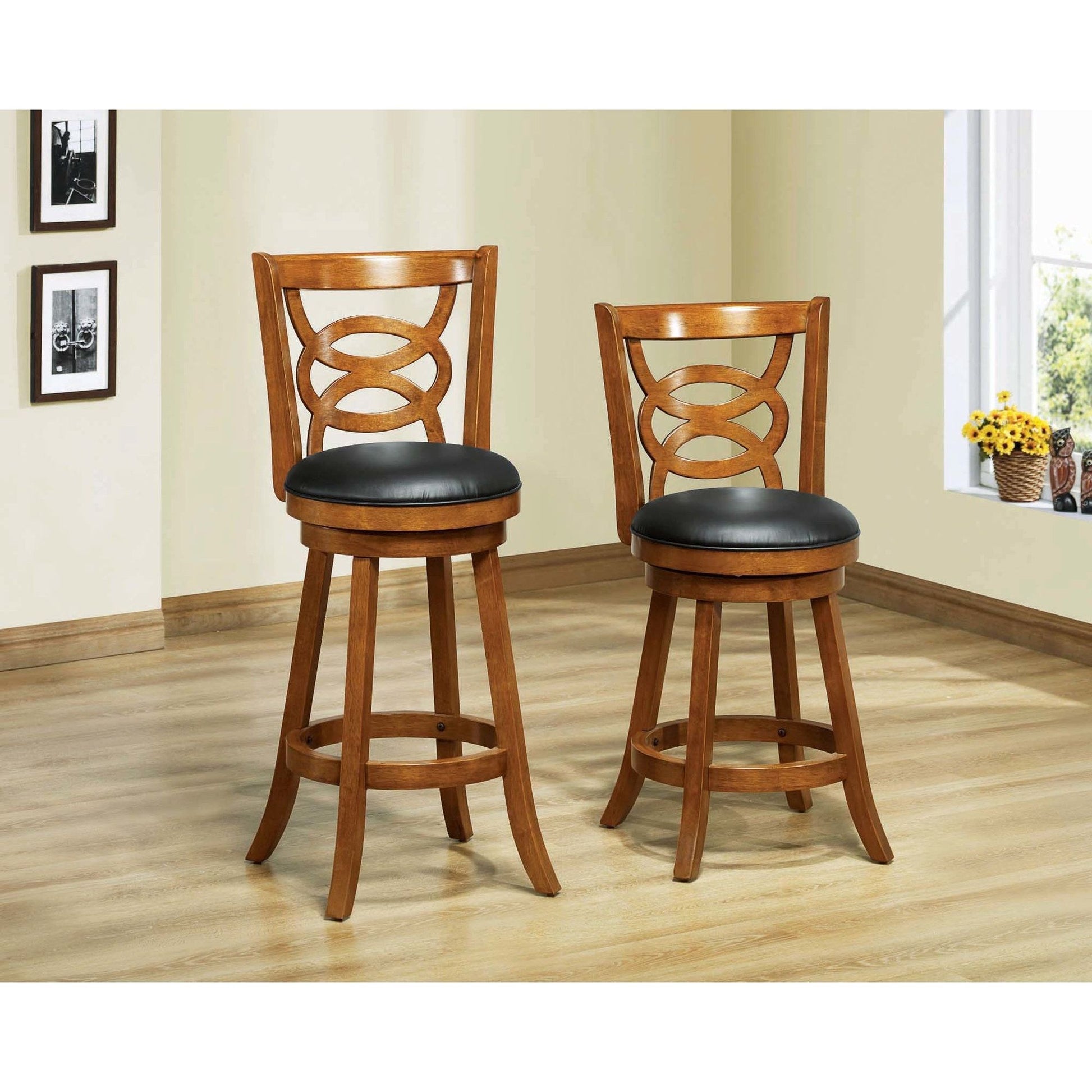 Candace & Basil Barstool - 2PC Set / 42"H / Swivel / Dark Oak Bar Height