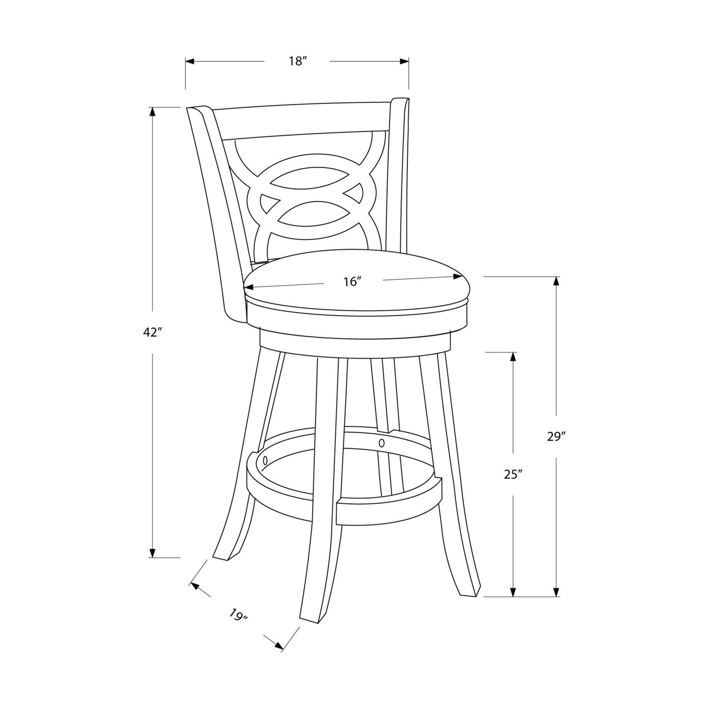 Barstool - 2PC Set / 42"H / Swivel / Dark Oak Bar Height