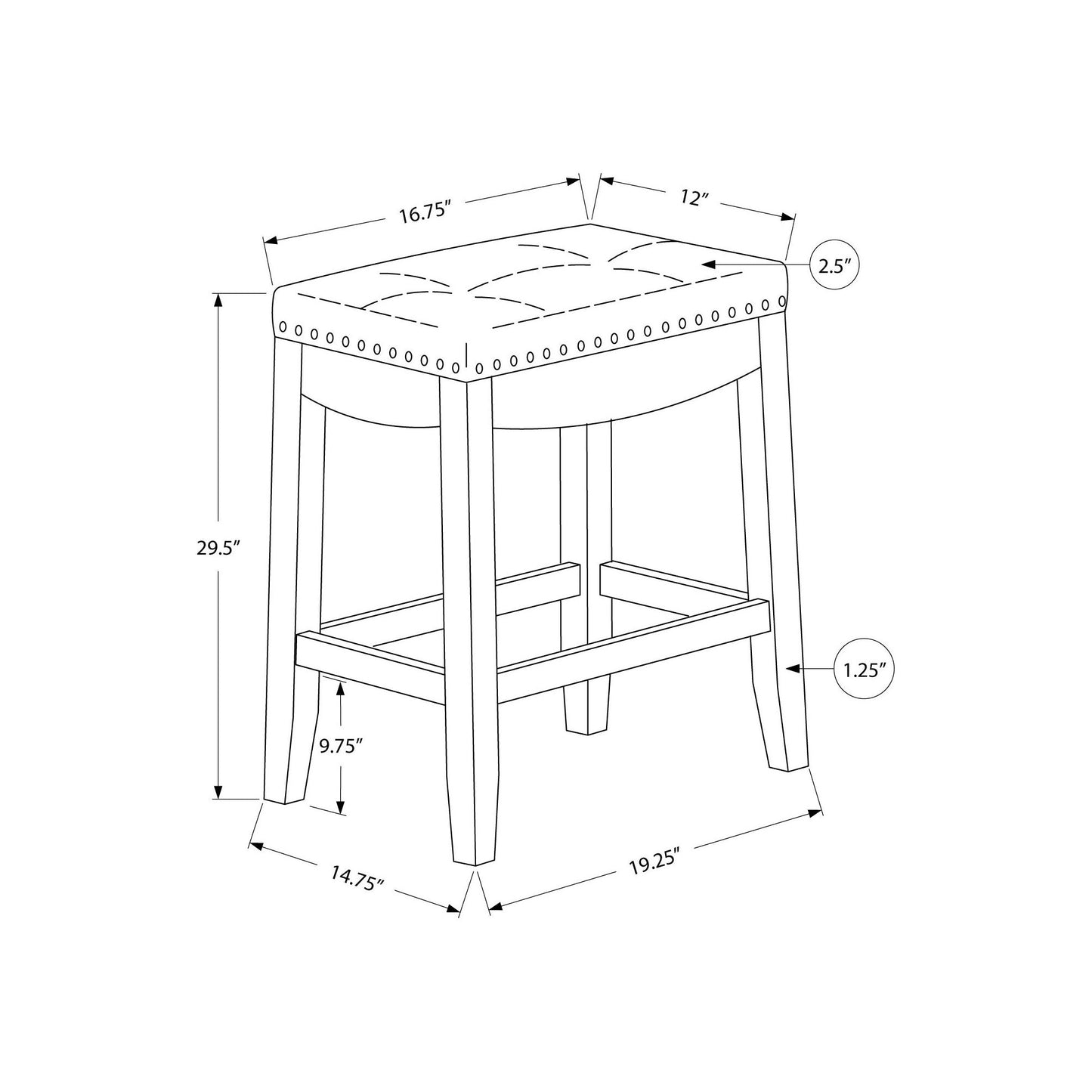 Barstool - 2PC / 29"H / Black Leather-Look / Espresso