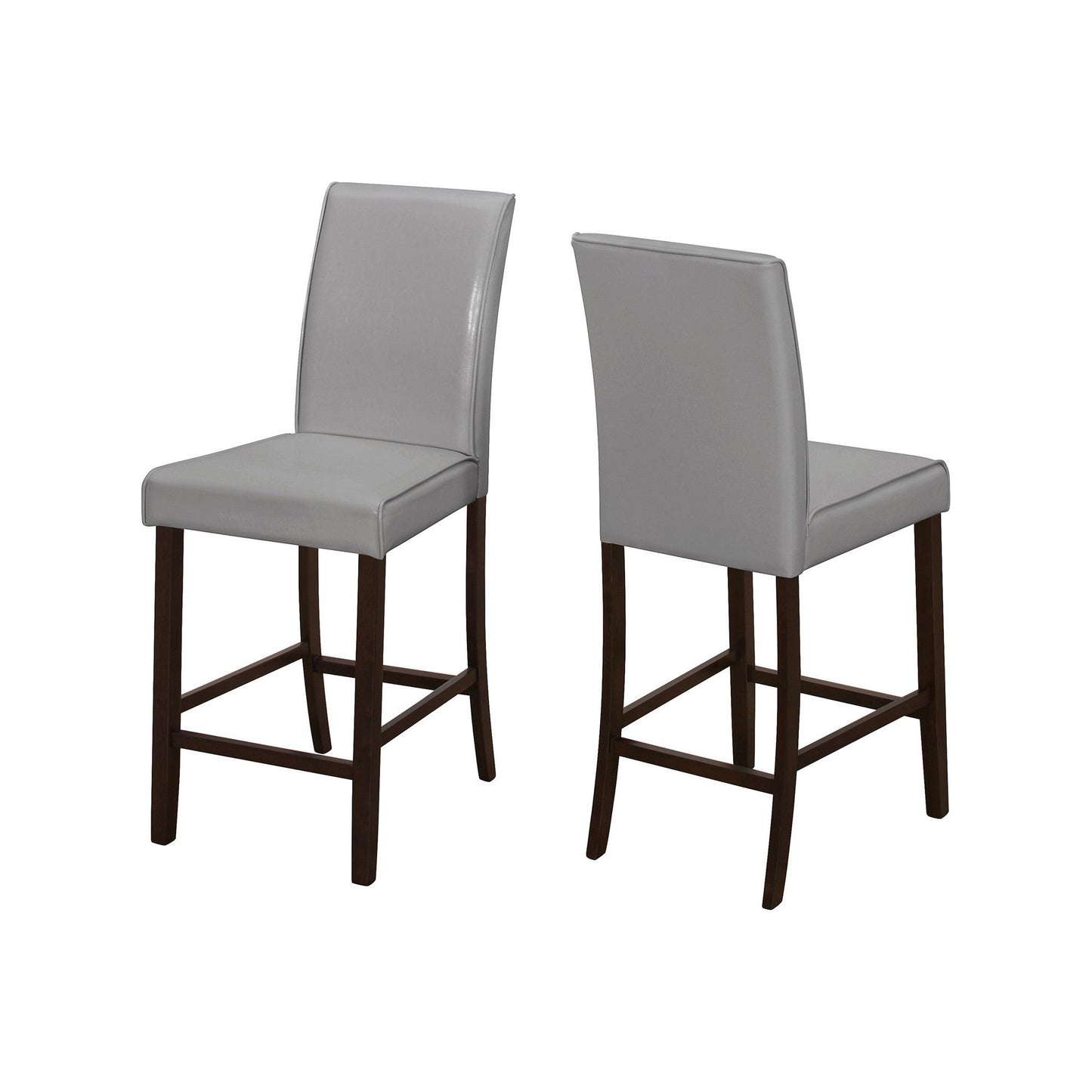 Counter Stools - 2PC Set / Grey Leather-Look Counter Height