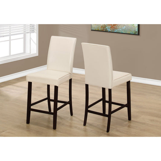 Dining Chair - 2Pcs / Ivory Leather-Look Counter Height