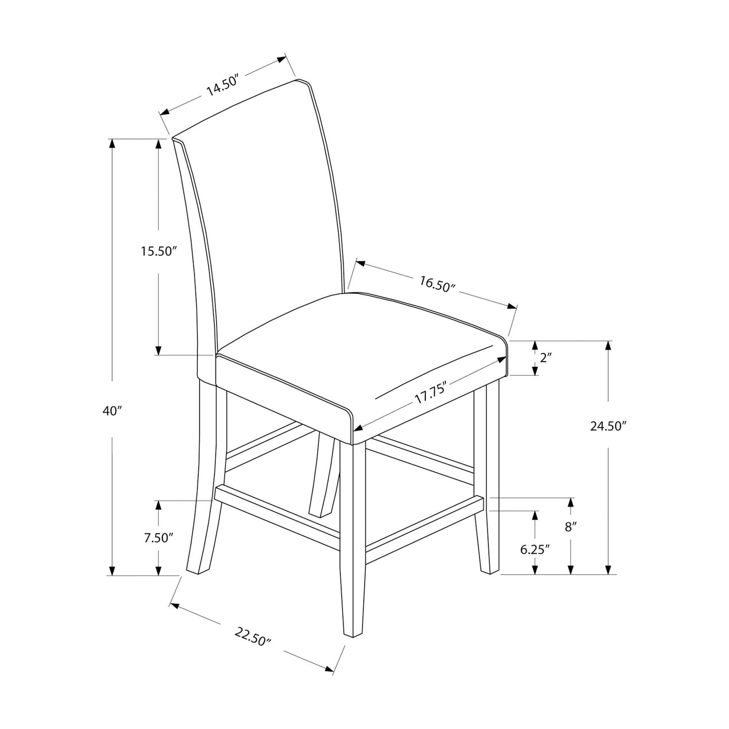 Dining Chair - 2Pcs / Ivory Leather-Look Counter Height