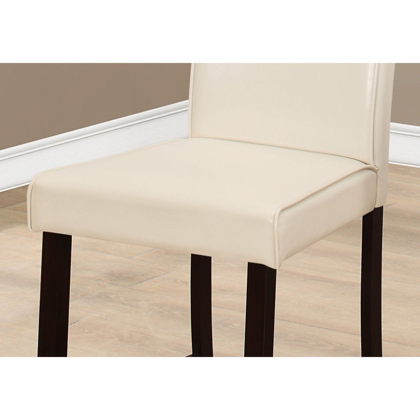 Dining Chair - 2Pcs / Ivory Leather-Look Counter Height