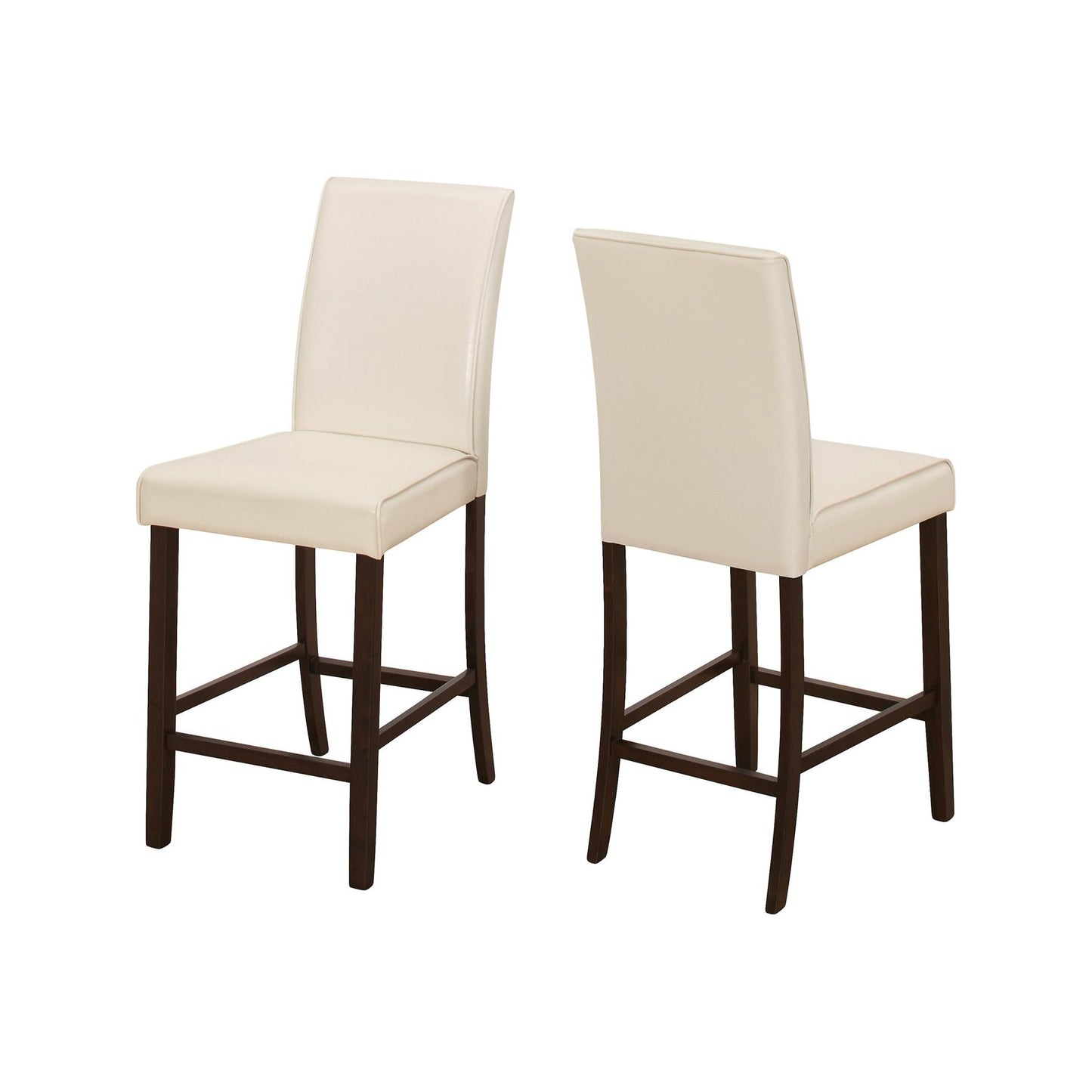 Dining Chair - 2Pcs / Ivory Leather-Look Counter Height