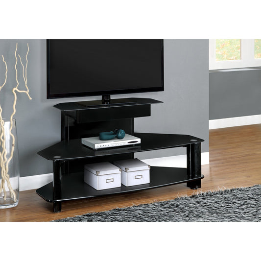 Tv Stand - 48"L / Glossy Black Wood / Metal / Tempered