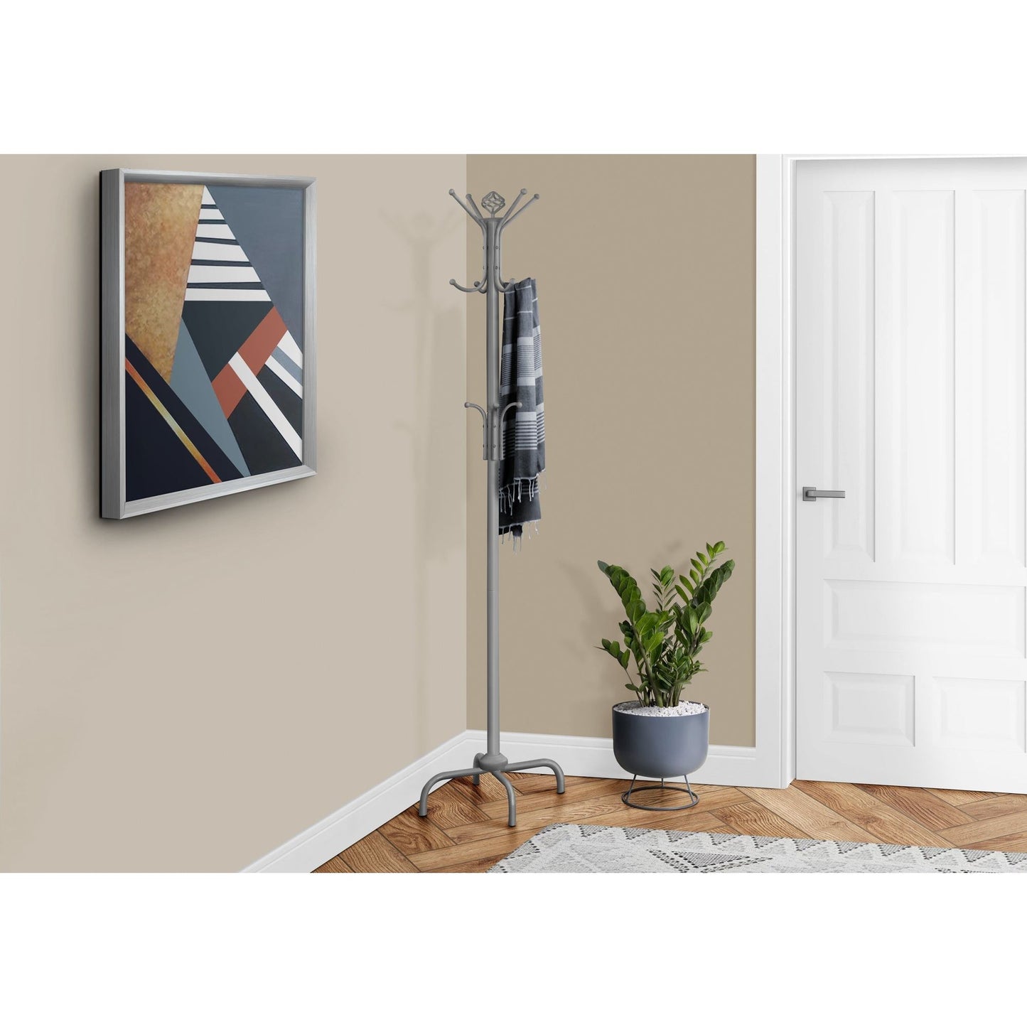 Coat Rack - 70"H / Silver Metal