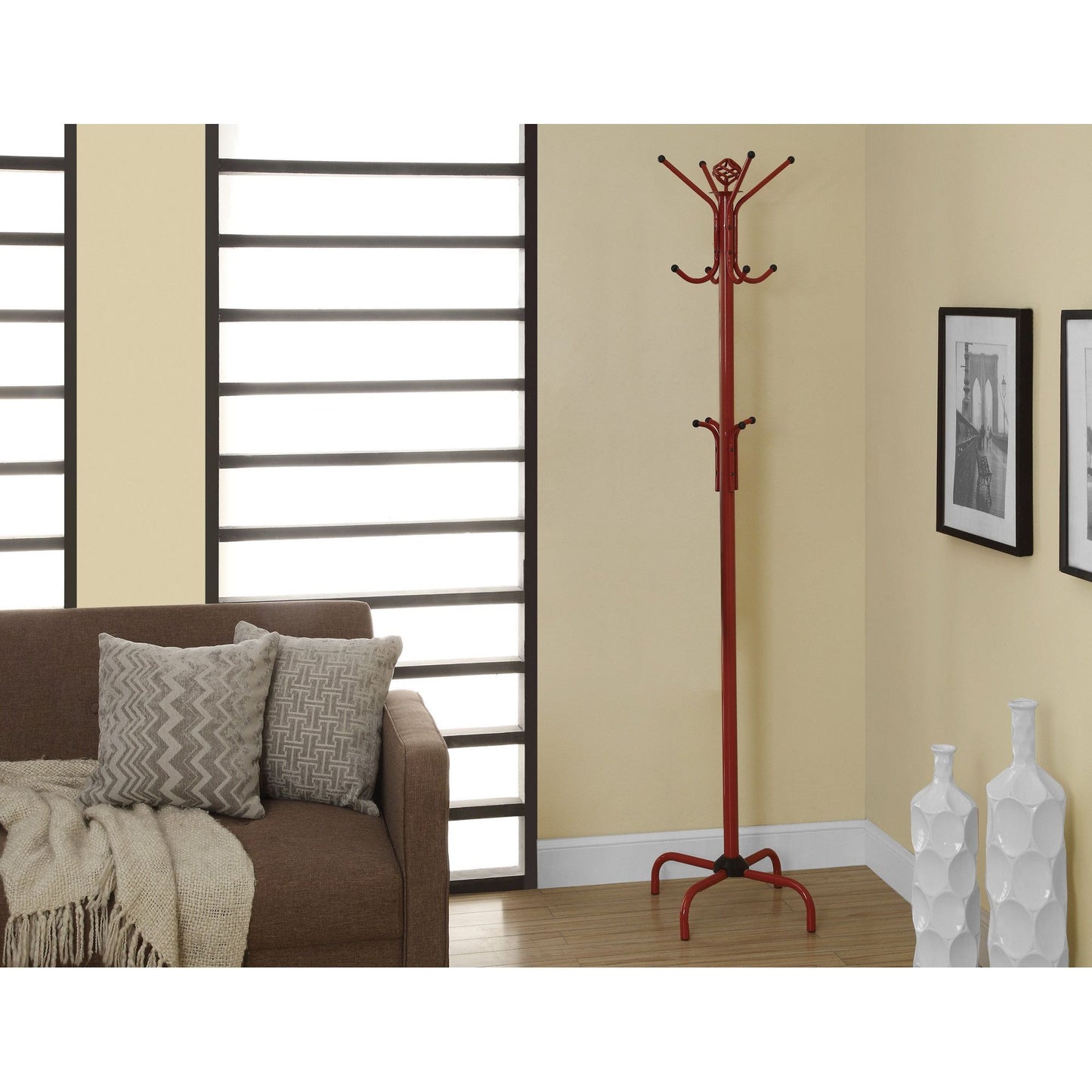 Candace & Basil Coat Rack - 70"H / Red Metal