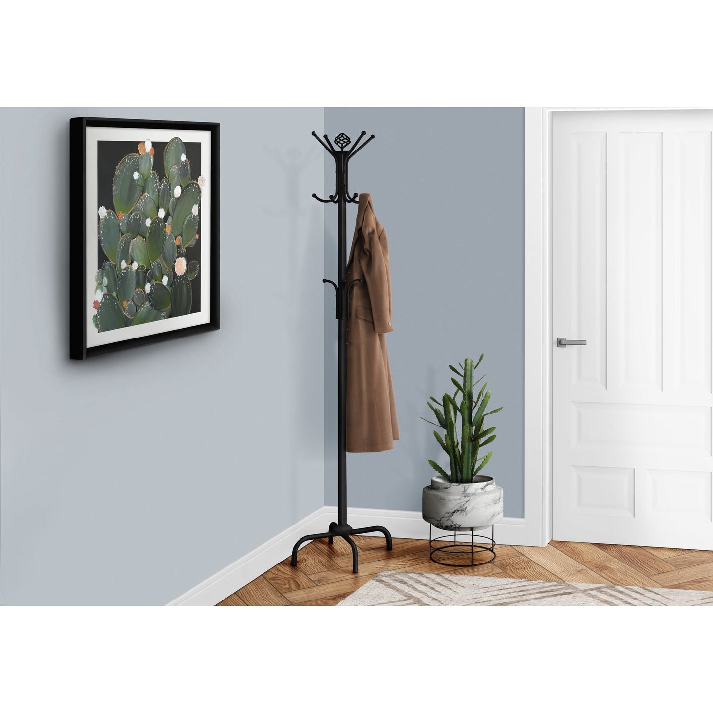 Coat Rack - 70"H / Black Metal