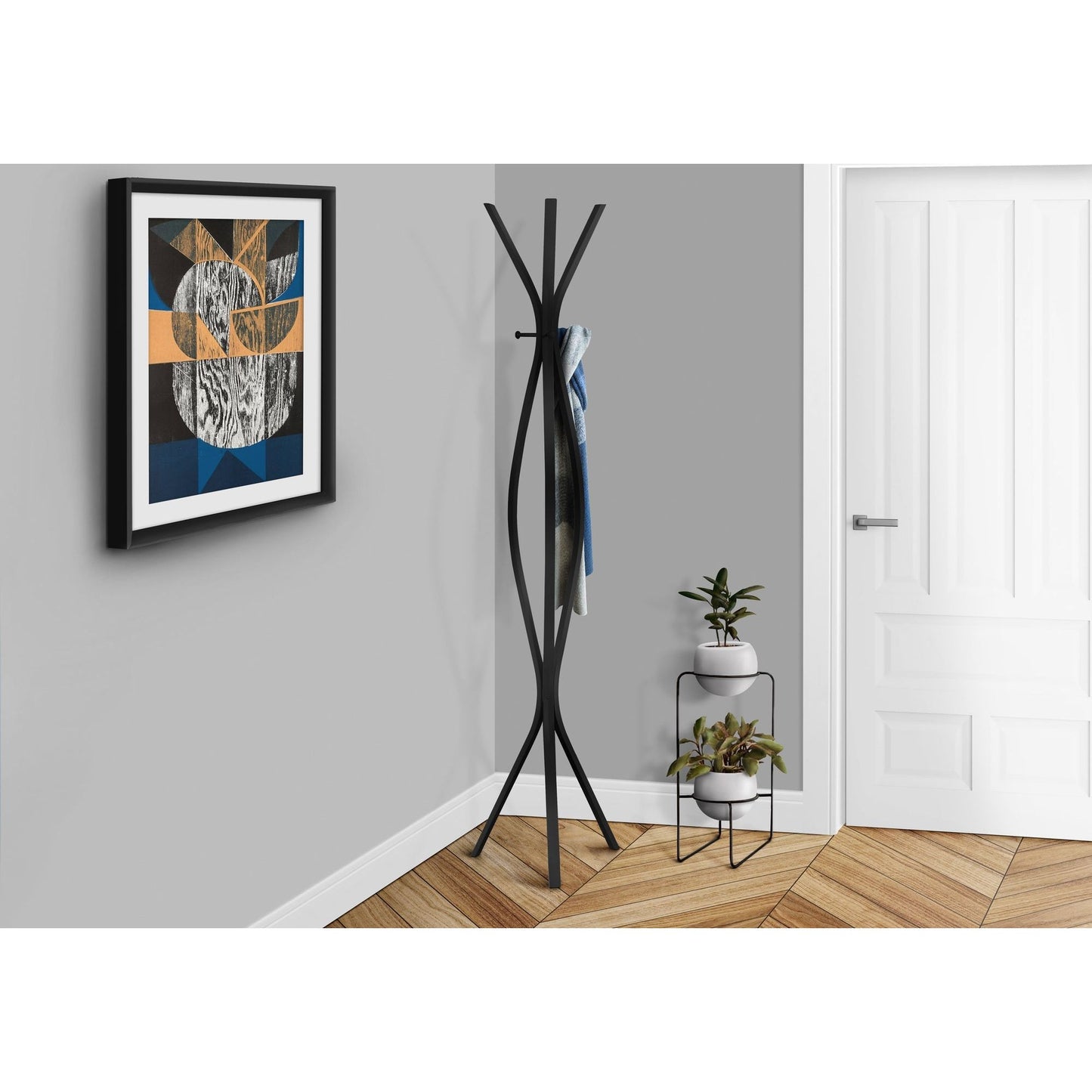 Coat Rack - 72"H / Black Metal Contemporary Style